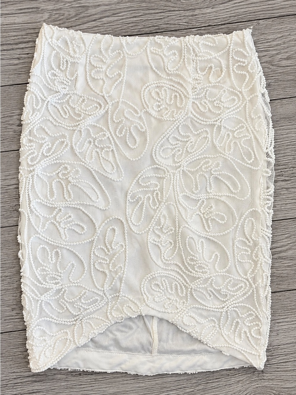 Beaded White Pencil Skirt - Nylon Premium